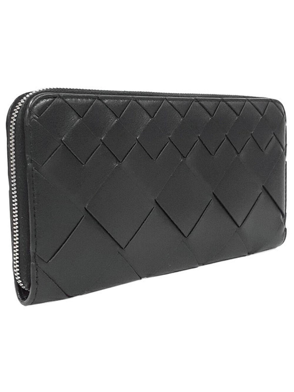 Bottega Veneta Round Zipper Intrecciato Long Wallet Around Zip Black